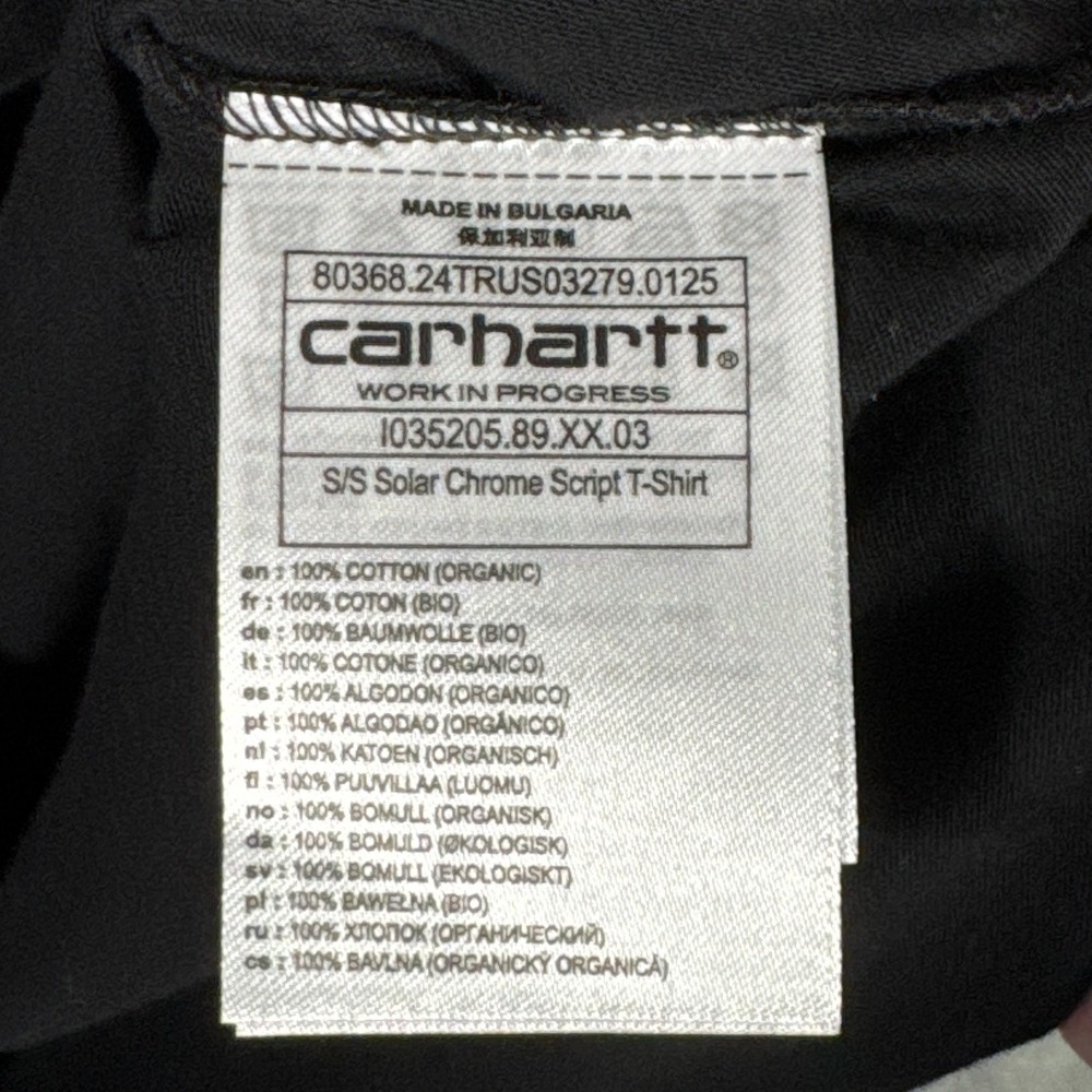 Carhartt Shirt Mens XL Black Solar Chrome Script Work In Progress Graphic Tee - Picture 5 of 9